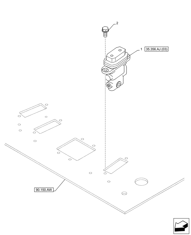 Схема запчастей Case CX250D LC LR - (35.356.AJ[02]) - VAR - 461872 - PEDAL, REMOTE CONTROL VALVE (35) - HYDRAULIC SYSTEMS