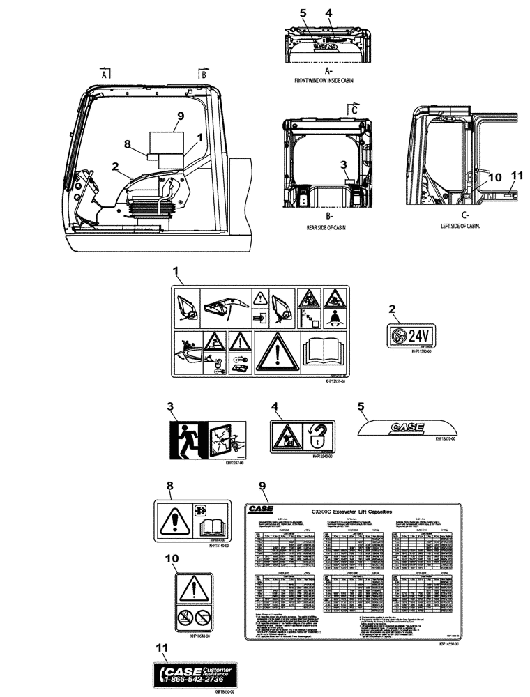 Схема запчастей Case CX300C - (09-402-00[01]) - DECALS (ANZ) (09) - CHASSIS/ATTACHMENTS