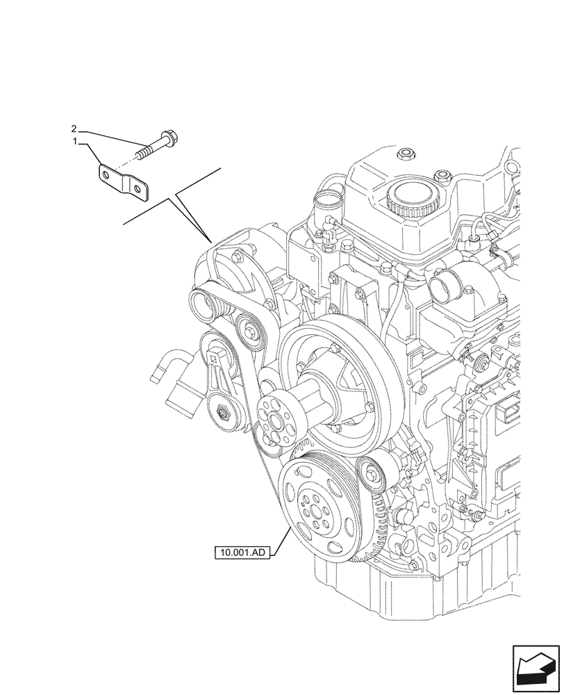 Схема запчастей Case F4HFE4135 B003 - (55.301.AB) - ALTERNATOR, BRACKET (55) - ELECTRICAL SYSTEMS