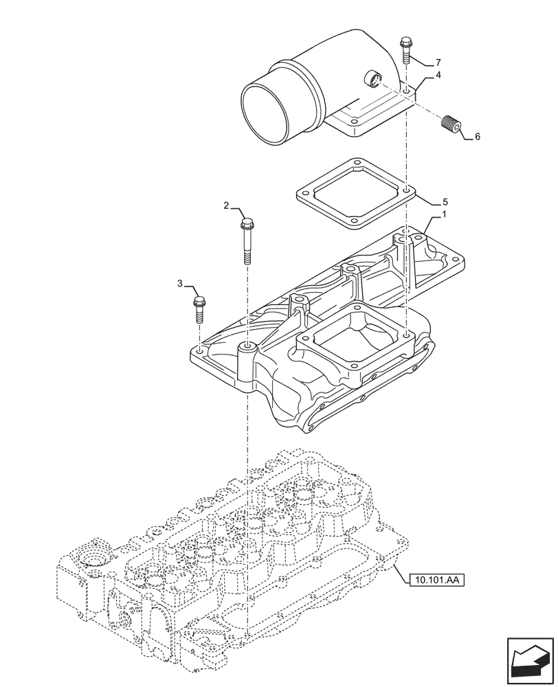 Схема запчастей Case F4HFE4135 B003 - (10.254.AM) - INTAKE & EXHAUST MANIFOLD (10) - ENGINE