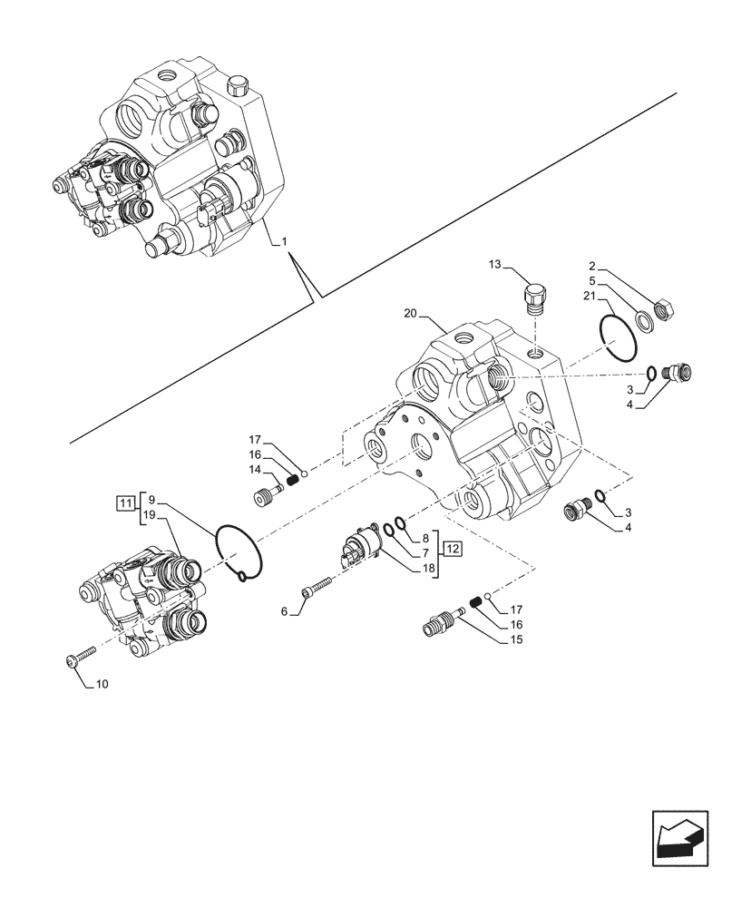 Схема запчастей Case F2CFA614A E011 - (10.218.AQ[02]) - FUEL INJECTION PUMP, COMPONENTS (10) - ENGINE