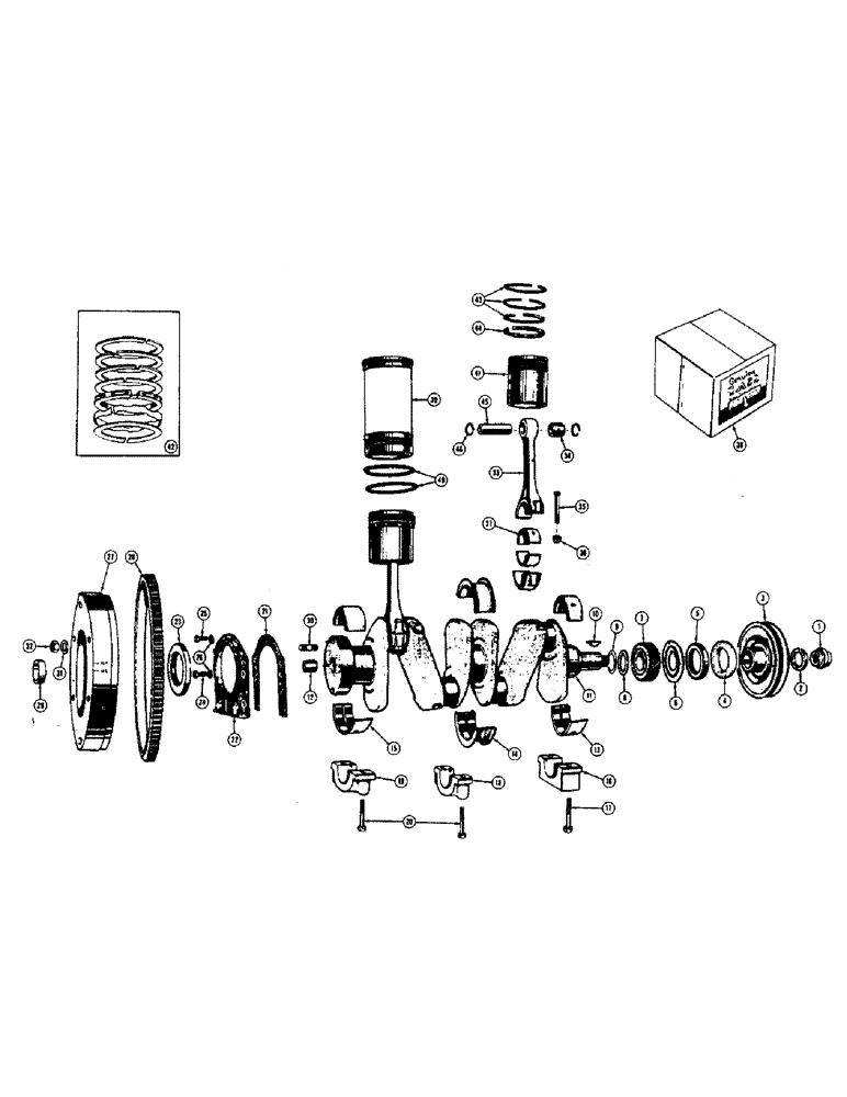 Схема запчастей Case 310D - (012) - CRANKSHAFT, FLYWHEEL, CONNECTING RODS, PISTONS, AND RINGS (01) - ENGINE