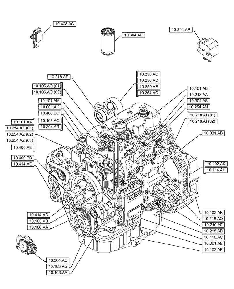 Схема запчастей Case F4HFE4135 B003 - (00.000.10) - PICTORIAL INDEX - ENGINE (00) - GENERAL & PICTORIAL INDEX