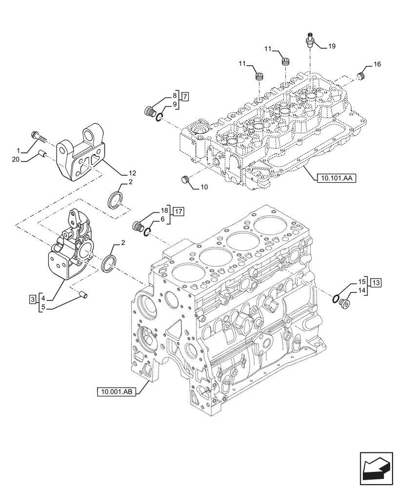 Схема запчастей Case F4HFE4135 B003 - (10.400.AE) - COOLING SYSTEM LINE (10) - ENGINE