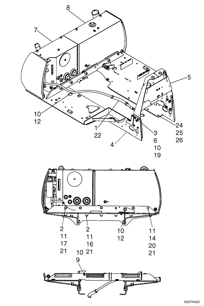 Схема запчастей Case 850L - (09-09) - MOUNTING - FUEL TANK/HYDRAULIC RESERVOIR (09) - CHASSIS/ATTACHMENTS