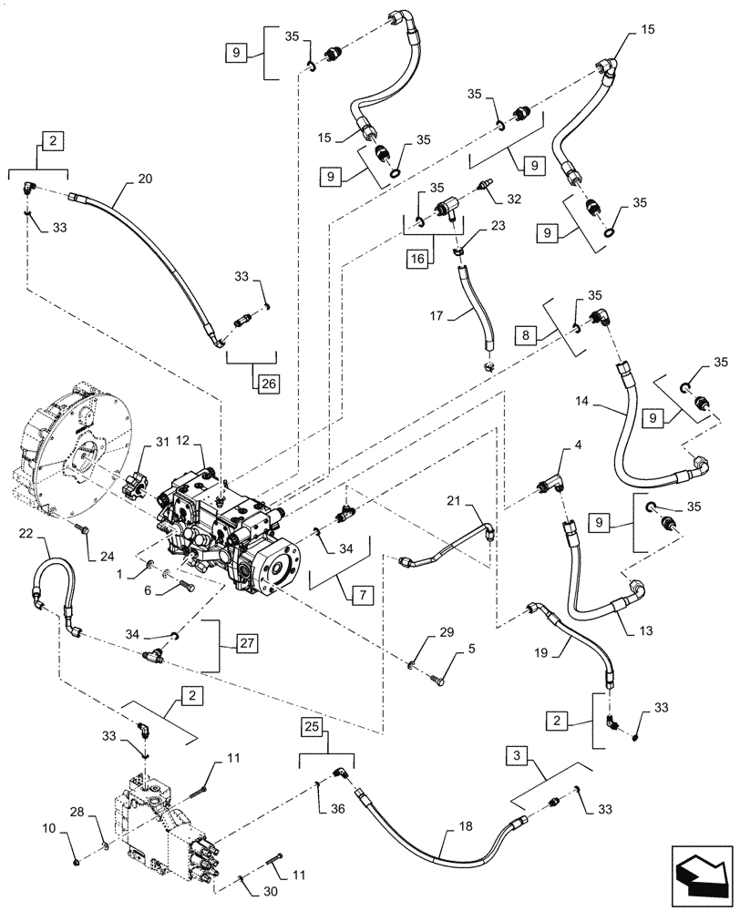 Схема запчастей Case SR150 - (29.204.AB[03]) - HYDROSTATIC PUMP, DRIVE LINES, E-H CONTROLS (29) - HYDROSTATIC DRIVE