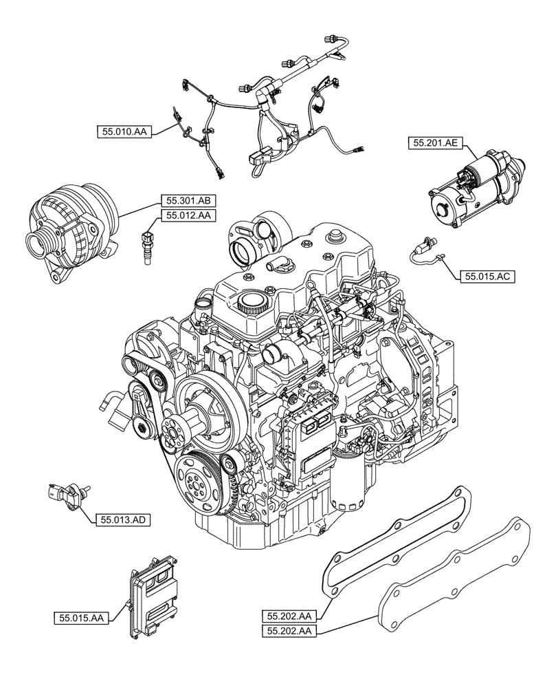Схема запчастей Case F4HFE4135 B003 - (00.000.55) - PICTORIAL INDEX - ELECTRICAL SYSTEMS (00) - GENERAL & PICTORIAL INDEX