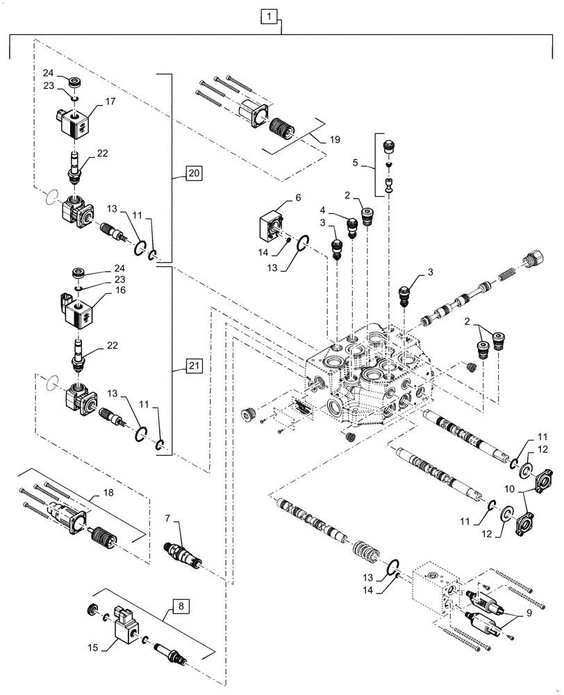 Схема запчастей Case TR340 - (35.356.AV[01]) - LOADER CONTROL VALVE, FOOT CONTROL VALVE (25-AUG-2015 AND AFTER) (35) - HYDRAULIC SYSTEMS