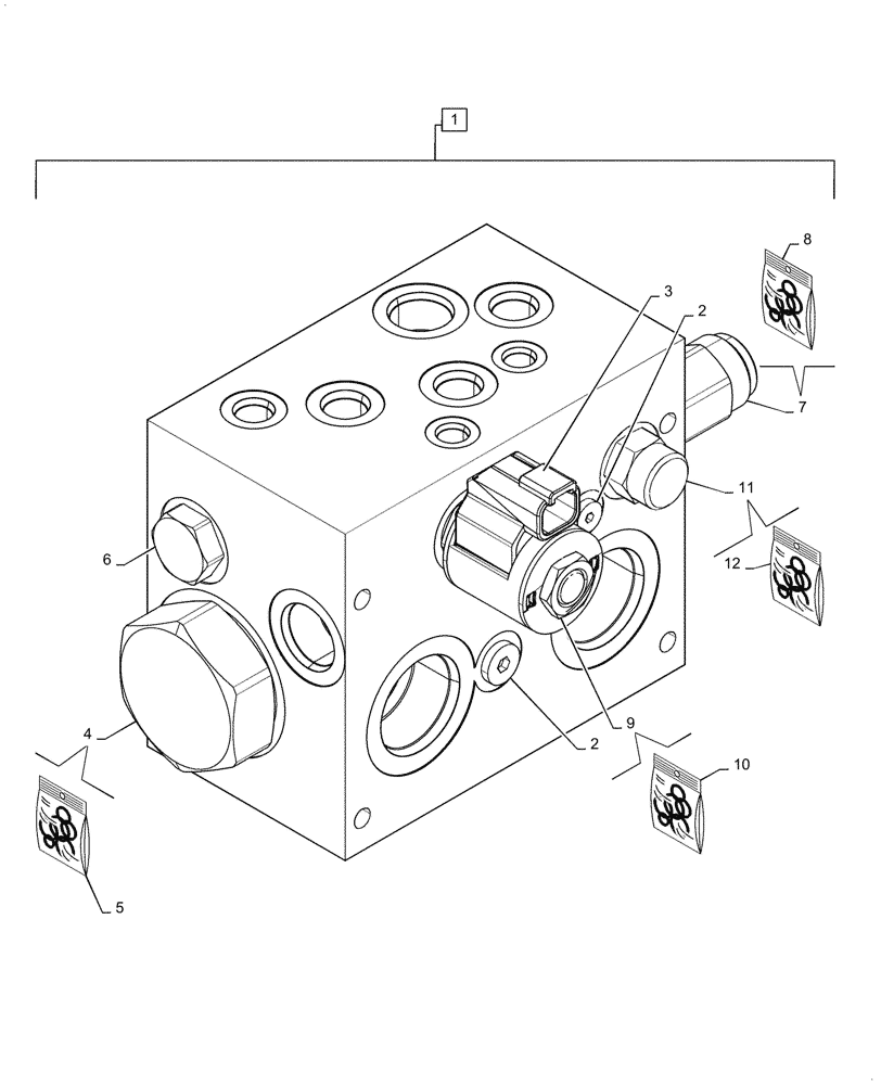 Схема запчастей Case 721G - (41.200.070[01]) - VAR - 482913, 782442 - MANIFOLD, ASSY, STEERING (41) - STEERING