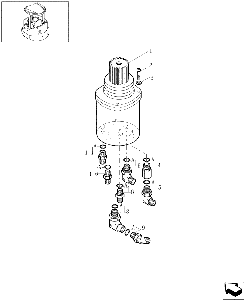 Схема запчастей Case CX31B - (1.080[06]) - VALVE PILOT RH - INSTAL (35) - HYDRAULIC SYSTEMS