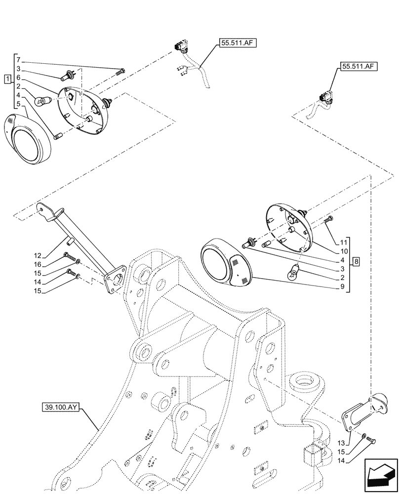 Схема запчастей Case 321F - (55.404.AQ) - HEADLAMP (55) - ELECTRICAL SYSTEMS