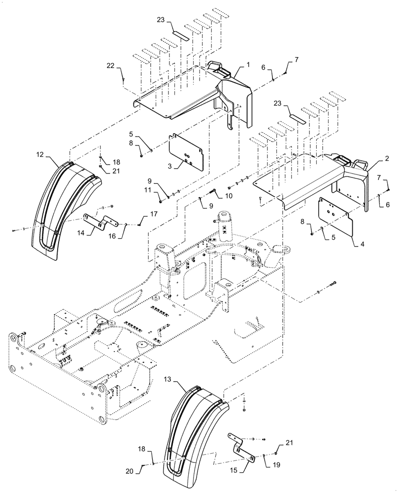 Схема запчастей Case 621G - (90.116.110) - REAR FENDER WIDE (90) - PLATFORM, CAB, BODYWORK AND DECALS