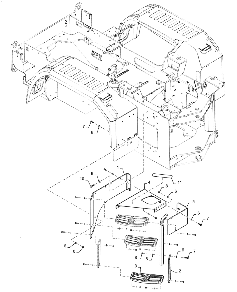 Схема запчастей Case 621G - (90.118.020) - RIGHT SIDE STEP INSTALLATION (90) - PLATFORM, CAB, BODYWORK AND DECALS