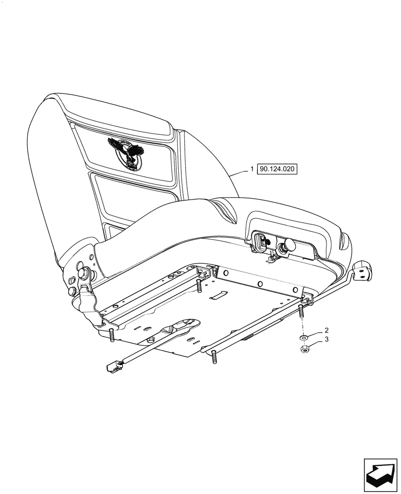 Схема запчастей Case SV340 - (90.124.010) - AIR SUSPENSION SEAT (90) - PLATFORM, CAB, BODYWORK AND DECALS