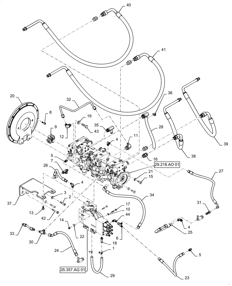 Схема запчастей Case TV380 - (29.204.AB[05]) - HYDROSTATIC PUMP, DRIVE LINES, EHF CONTROLS (19-NOV-2015 & PRIOR) (29) - HYDROSTATIC DRIVE