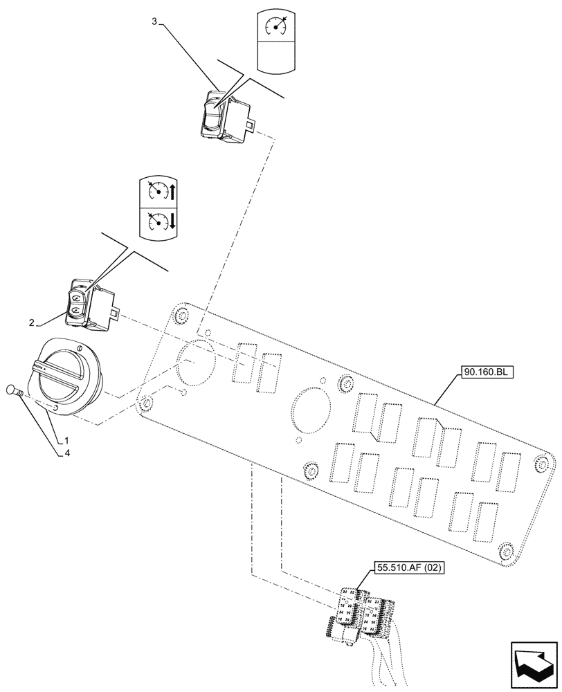 Схема запчастей Case 321F - (55.610.AI[02]) - VAR - 732003, 732004, 732005, 732006, 734649, 734650, 734651, 734652 - SPEED LIMITER, SWITCH (55) - ELECTRICAL SYSTEMS