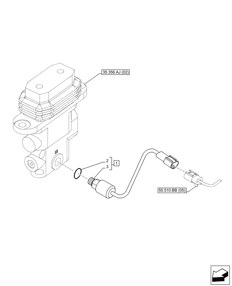 Схема запчастей Case CX250D LC LR - (55.425.AI[02]) - VAR - 461863 - ROTATION, SPEED SENSOR, CLAMSHELL BUCKET, W/ ELECTRICAL PROPORTIONAL CONTROL (55) - ELECTRICAL SYSTEMS