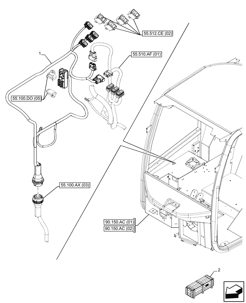 Схема запчастей Case 321F - (55.510.AF[05]) - VAR - 732003, 732004, 732005, 732006, 734588, 734649, 734650, 734651, 734652 -
CAB, HARNESS (55) - ELECTRICAL SYSTEMS