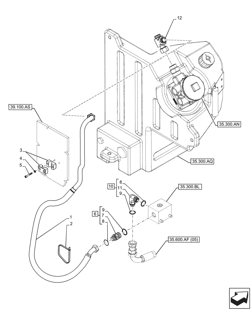 Схема запчастей Case 321F - (35.300.AD[06]) - VAR - 732001, 732002, 734647, 734648 - EXHAUST MANIFOLD, TANK, LINE (35) - HYDRAULIC SYSTEMS