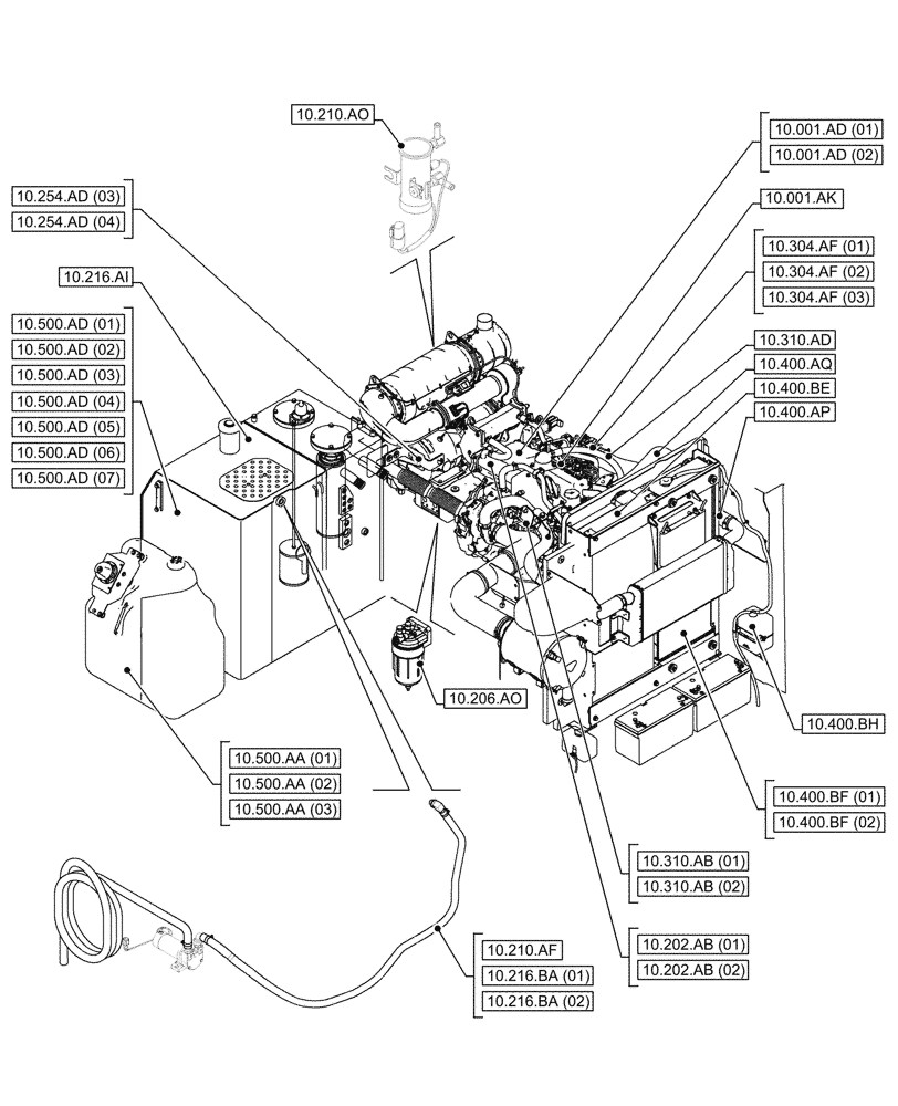 Схема запчастей Case CX250D LC LR - (00.000.10) - PICTORIAL INDEX - ENGINE (00) - GENERAL & PICTORIAL INDEX