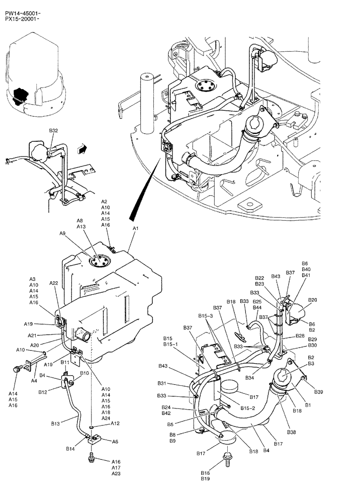 Схема запчастей Case CX36B - (01-013) - TANK ASSY, FUEL (CAB) (05) - SUPERSTRUCTURE