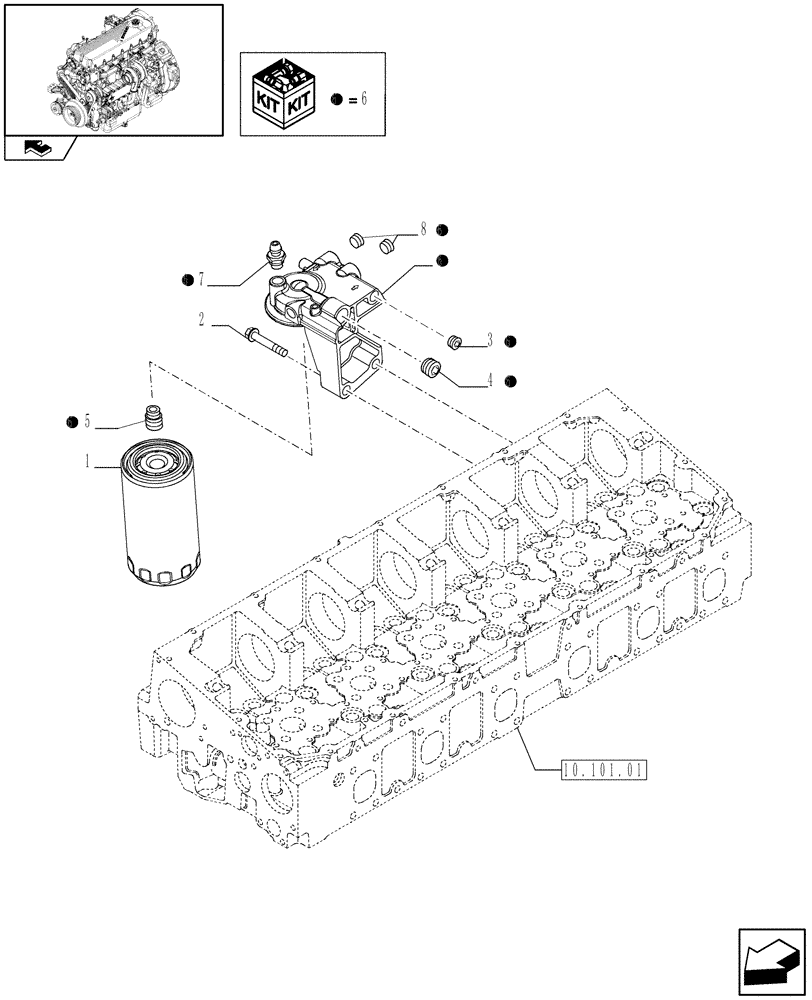 Схема запчастей Case F2CE9684U E151 - (10.206.01) - FUEL FILTER & RELATED PARTS (504088016 - 504216736) (01) - ENGINE