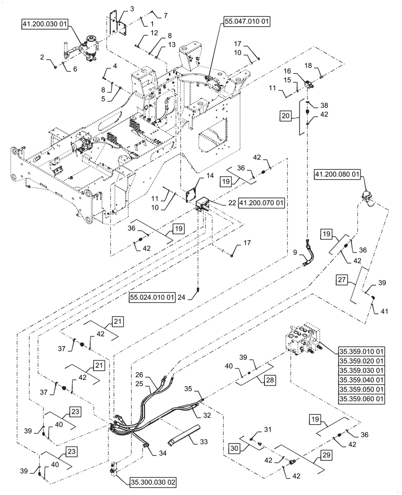 Схема запчастей Case 621G - (41.200.030[02]) - VAR - 482913, 782442 - ELECTRIC SYSTEM CONTROL, STEERING - W/ JOYSTICK (41) - STEERING