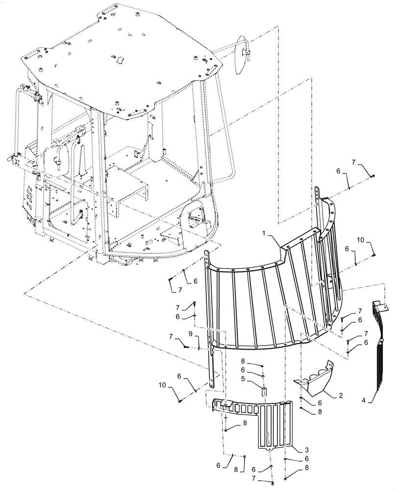 Схема запчастей Case 721G - (90.156.010) - VAR - 734022 - WINDSHIELD GUARD (90) - PLATFORM, CAB, BODYWORK AND DECALS