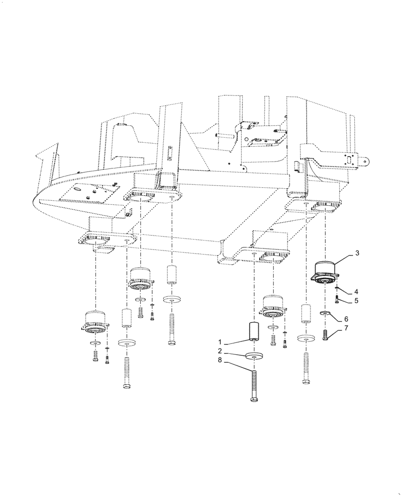 Схема запчастей Case 621G - (90.150.010) - CAB MOUNTING PARTS (90) - PLATFORM, CAB, BODYWORK AND DECALS