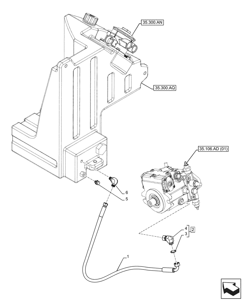 Схема запчастей Case 221F - (35.300.AD[10]) - VAR - 732003, 732004, 734585, 734591, 734649, 734650 - HYDROSTATIC PUMP, TANK, LINE - BEGIN SN NFHP00139 (35) - HYDRAULIC SYSTEMS