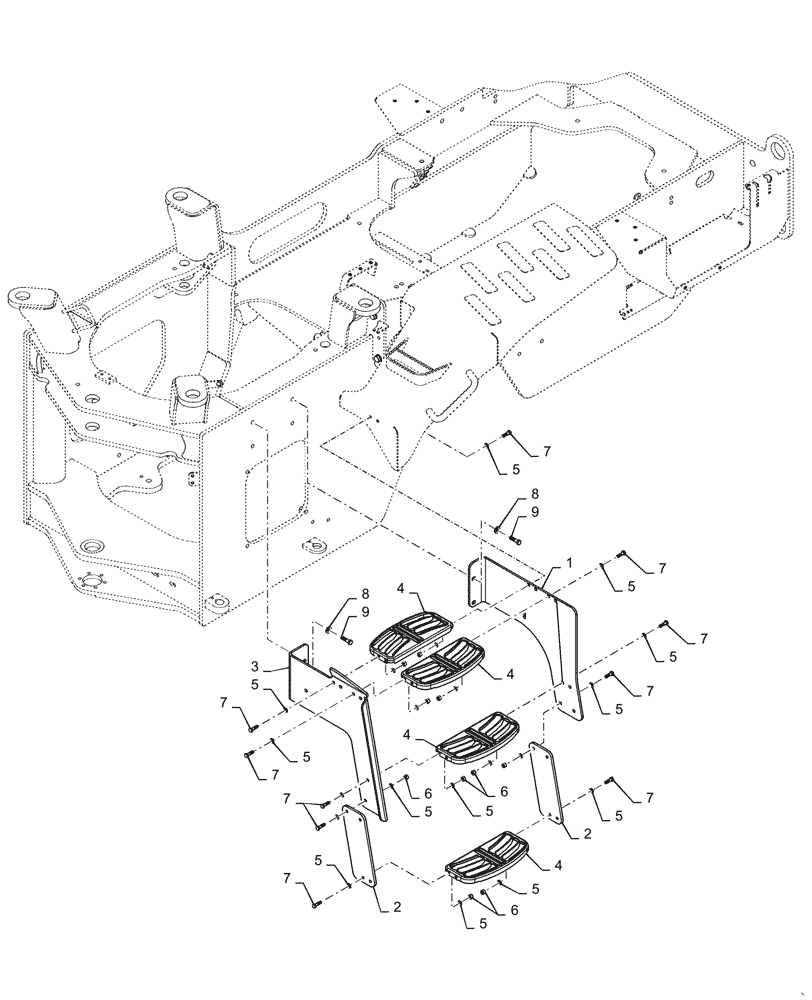 Схема запчастей Case 721G - (90.118.010) - STEP INSTALLATION, LEFT HAND (90) - PLATFORM, CAB, BODYWORK AND DECALS