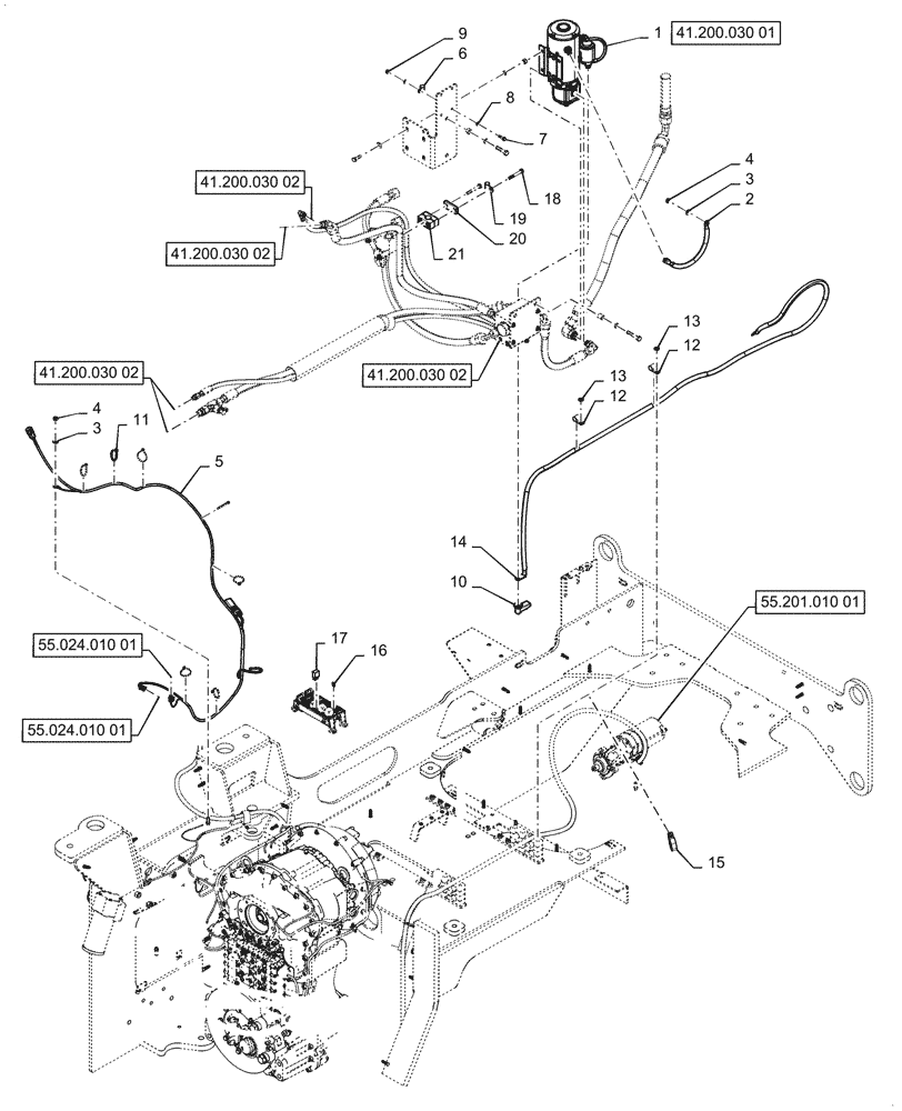 Схема запчастей Case 621G - (55.047.010[01]) - VAR - 482913, 782442 - ELECTRIC SYSTEM CONTROL, STEERING - W/ JOYSTICK (55) - ELECTRICAL SYSTEMS