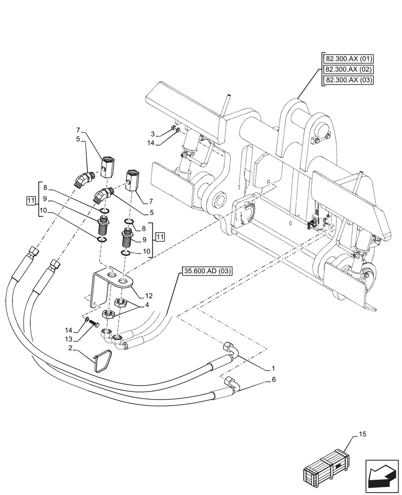 Схема запчастей Case 121F - (35.600.AF[01A]) - VAR - 732001, 732002, 732005, 734586, 734647, 734648, 734651 - CONTROL VALVE, RETURN, LINE - BEGIN SN NFHP00452 (35) - HYDRAULIC SYSTEMS