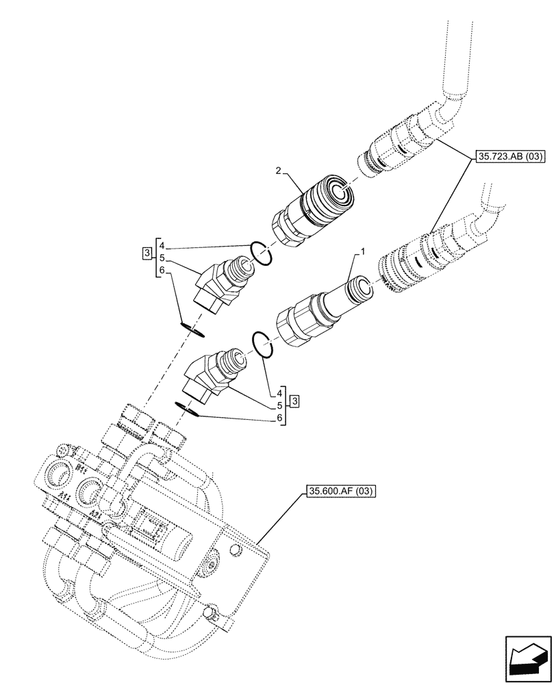 Схема запчастей Case 321F - (35.734.AG[02]) - VAR - 402038, 732004, 732006, 734650, 734652 - HYDRAULIC LINE, COUPLING, JOINT (35) - HYDRAULIC SYSTEMS