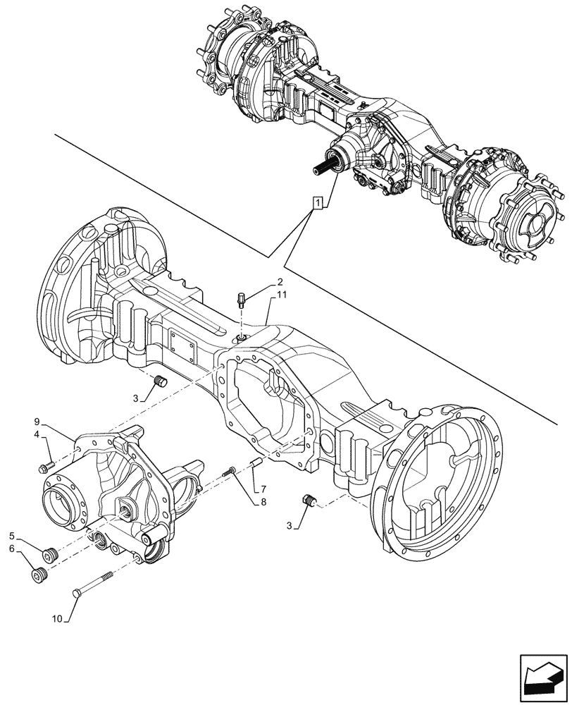 Схема запчастей Case 580SN - (27.100.040) - REAR AXLE, HOUSING (27) - REAR AXLE SYSTEM