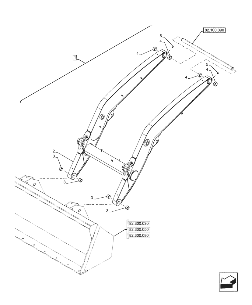 Схема запчастей Case 590SN - (82.100.070) - FRONT LOADER, ARM (82) - FRONT LOADER & BUCKET