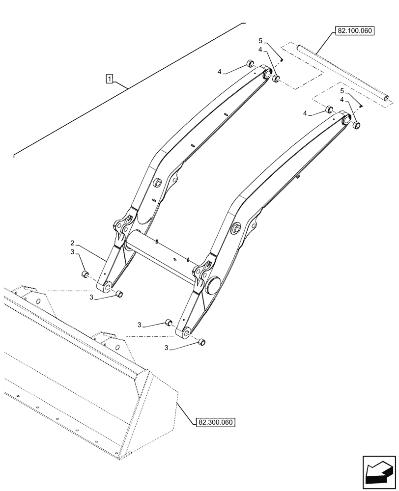 Схема запчастей Case 580SN - (82.100.040) - FRONT LOADER, ARM (82) - FRONT LOADER & BUCKET