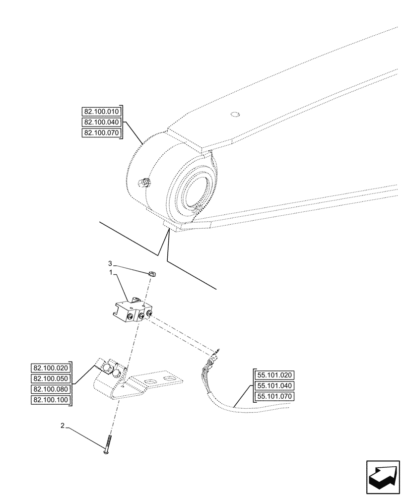 Схема запчастей Case 590SN - (55.415.010) - LOADER ARM, BUCKET, LEVEL INDICATOR (55) - ELECTRICAL SYSTEMS