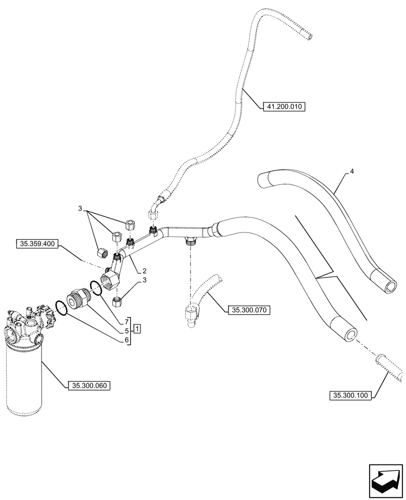 Схема запчастей Case 590SN - (35.300.090) - OIL FILTER, LINE (35) - HYDRAULIC SYSTEMS