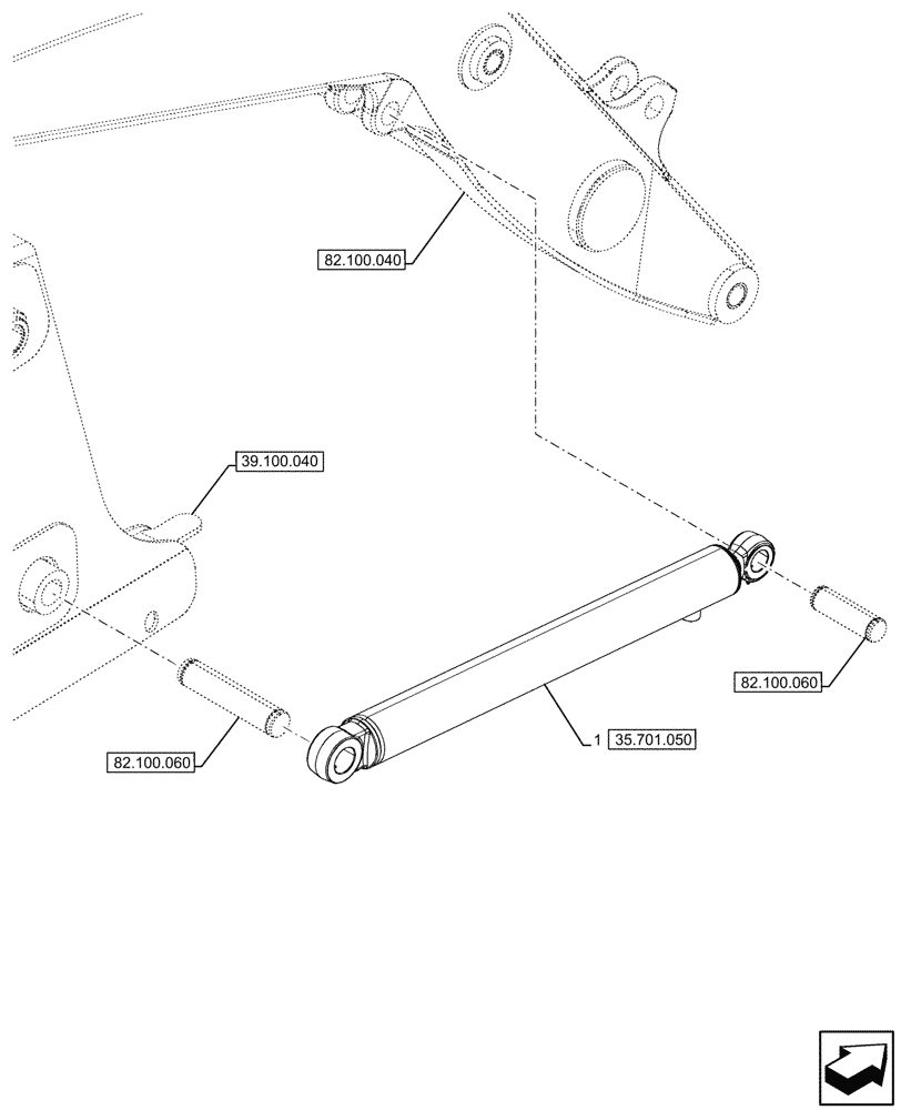 Схема запчастей Case 580SN - (35.701.040) - LIFT CYLINDER (35) - HYDRAULIC SYSTEMS