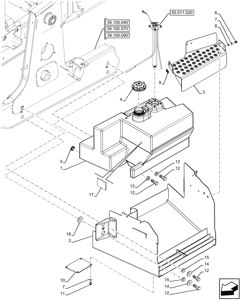 Схема запчастей Case 580SN - (10.216.030) - FUEL TANK (10) - ENGINE