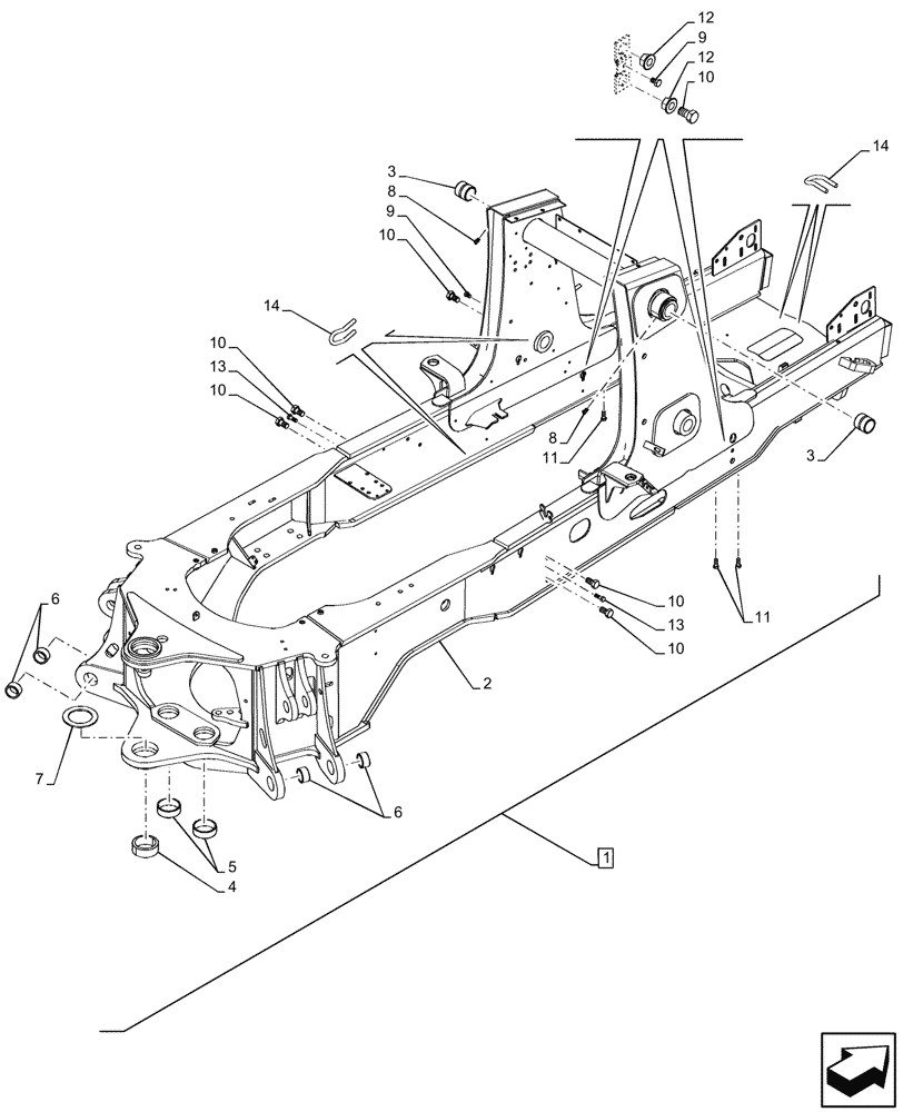 Схема запчастей Case 580SN WT - (39.100.070) - MAIN FRAME, 4WD (39) - FRAMES AND BALLASTING