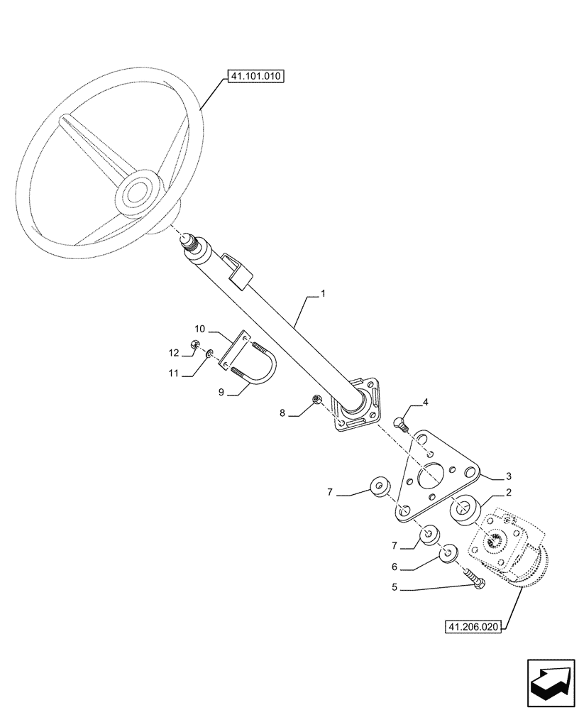 Схема запчастей Case 580N - (41.101.020) - CAB, STEERING COLUMN (41) - STEERING