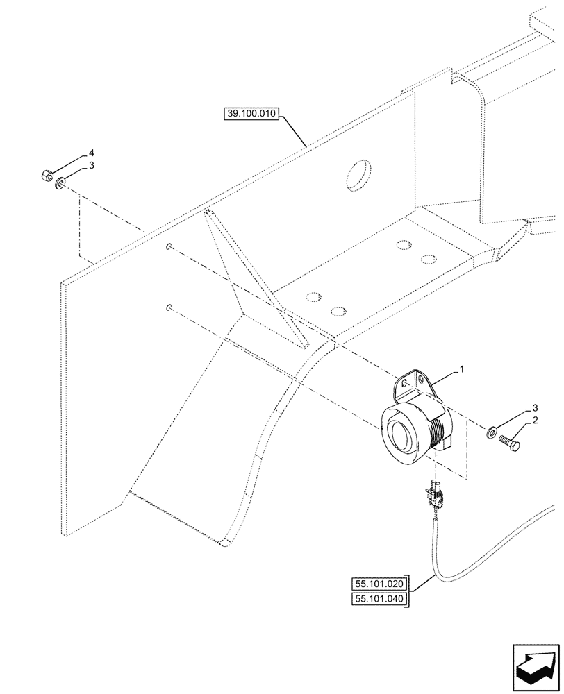 Схема запчастей Case 580N EP - (55.408.030) - BACKUP ALARM (55) - ELECTRICAL SYSTEMS