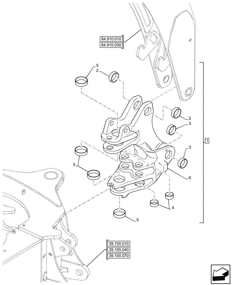 Схема запчастей Case 580N EP - (84.114.010) - BOOM SWING, TOWER (84) - BOOMS, DIPPERS & BUCKETS