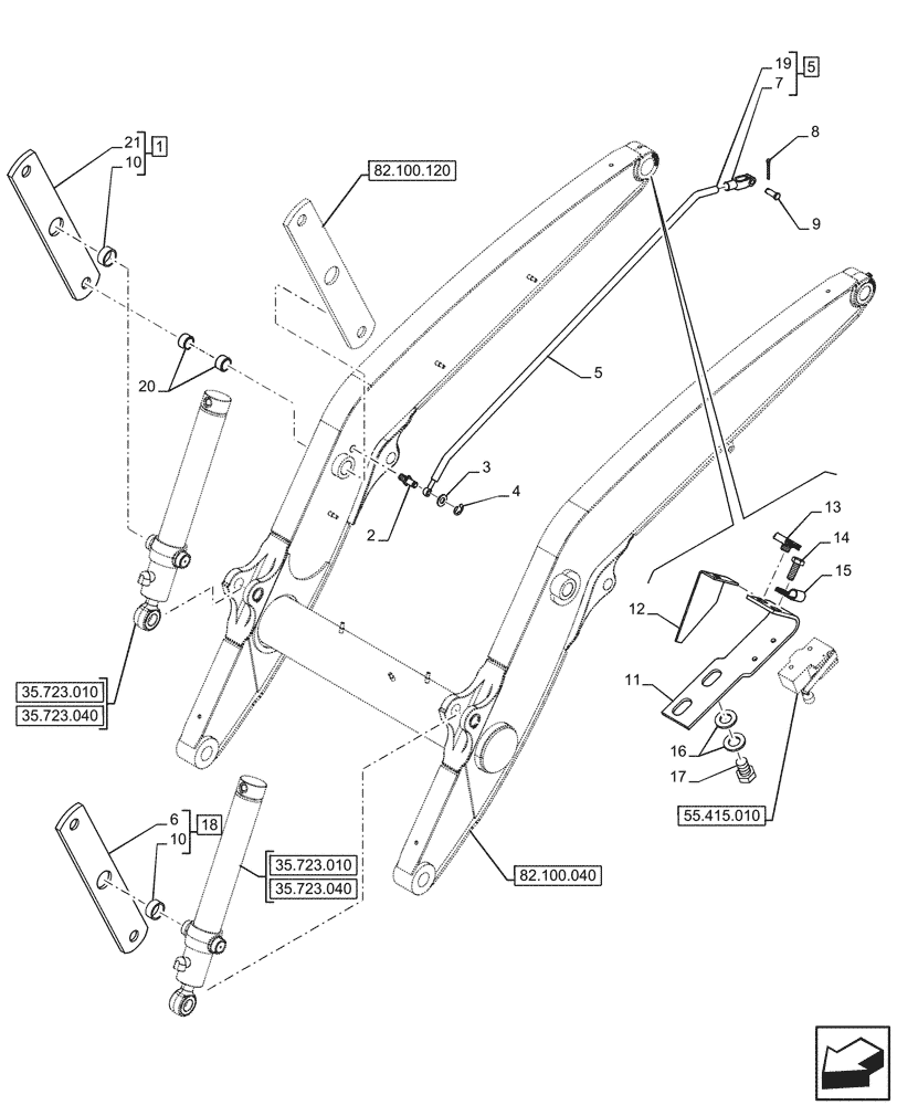 Схема запчастей Case 580SN - (82.100.050) - ARM, LINKAGE (82) - FRONT LOADER & BUCKET