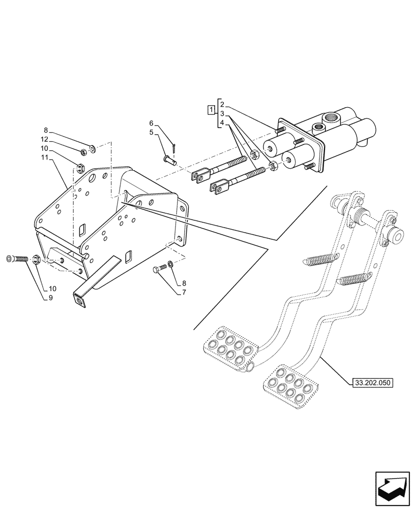 Схема запчастей Case 580SN - (33.202.010) - BRAKE, MASTER CYLINDER (33) - BRAKES & CONTROLS