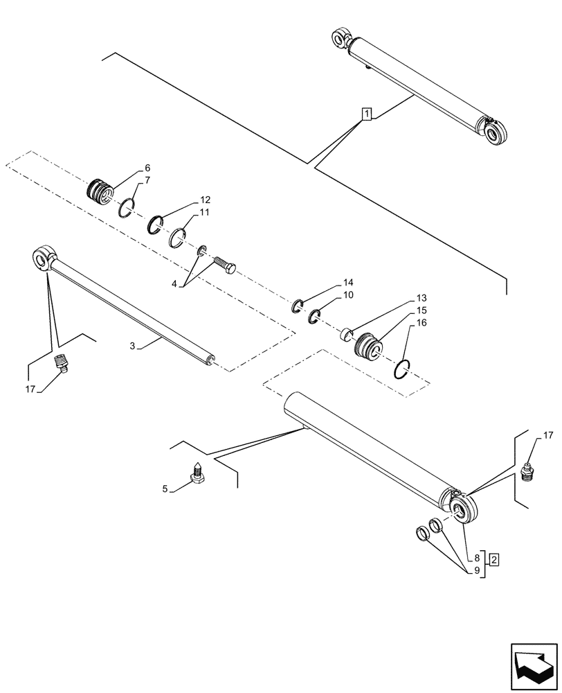 Схема запчастей Case 590SN - (35.701.070) - LIFT CYLINDER, COMPONENTS (35) - HYDRAULIC SYSTEMS