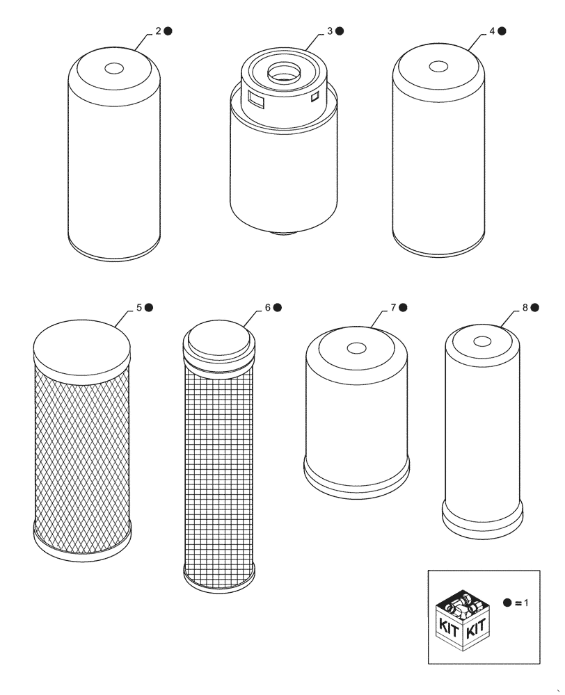 Схема запчастей Case 580SN WT - (88.088.06) - KIT 1000 HOUR FILTERS (88) - ACCESSORIES