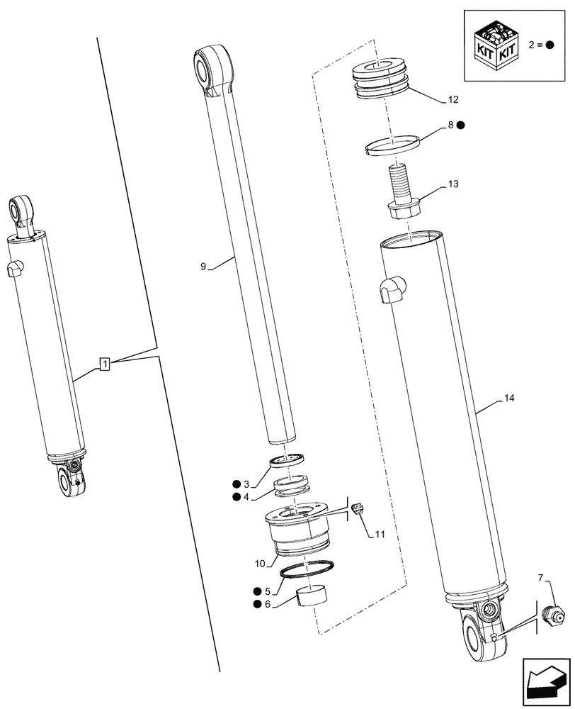 Схема запчастей Case 580SN - (35.703.050) - STABILIZER CYLINDER, RH, COMPONENTS (35) - HYDRAULIC SYSTEMS